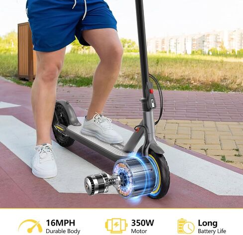 Electric Scooter Adults, Max 16Mph & 10-15 Miles Range E-Scooter, Commuting Sport Scooter with APP Control, Powerful 350W 8.5" Solid Tires Foldable Electric Scooters (JS01-16mph) in Saudi Arabia