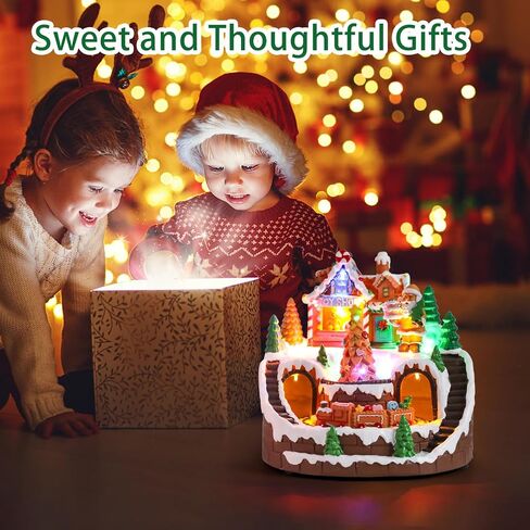 ديكورات منزل قرية عيد الميلاد من Dream GARDEN، تزلج متحرك على الجبال مع مصابيح LED مباني موسيقية قابلة للتجميع تعمل بالبطارية لعرض طاولة المنزل والعطلات in Saudi Arabia