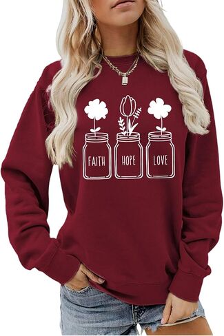 Christian Sweatshirts for Women Religious Shirts Faith Hoodie Jesus Sweatshirt Floral Long Sleeve Pullover in Saudi Arabia