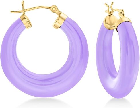 Ross-Simons Round Gemstone Hoop Earrings in 14kt Gold 1 1/8 inches in Kuwait