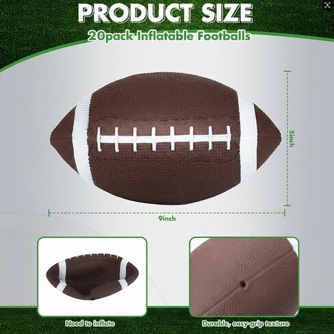 Jerify 9 Pack 9 Inch Rubber Footballs Playground Inflatable Football Bulk for Kids Comfortable Grip Ball for Junior Youth Outdoor(Brown) in Saudi Arabia