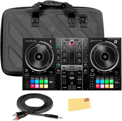 Hercules DJControl Inpulse 200 MK2 2-Channel DJ Controller Bundle with Case, TRS-to-RCA Breakout Cable, and Austin Bazaar Polishing Cloth in Saudi Arabia