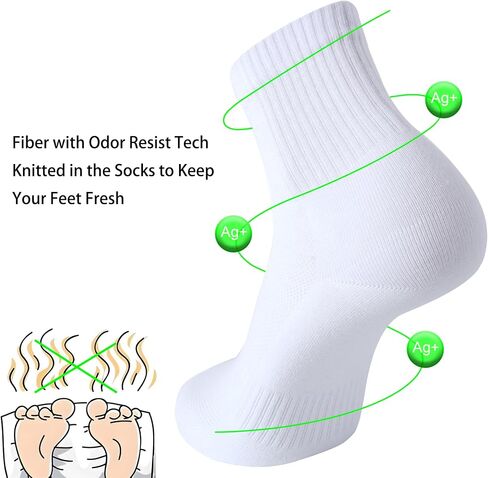 WindCrosser Mens Anti Odor Blister Proof Seamless Breathable Cotton Thin Ankle Quarter Crew Daily Socks, Size 7-11 in Saudi Arabia