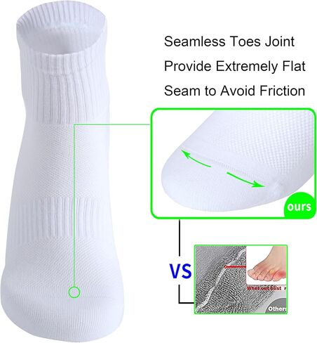 WindCrosser Mens Anti Odor Blister Proof Seamless Breathable Cotton Thin Ankle Quarter Crew Daily Socks, Size 7-11 in Saudi Arabia