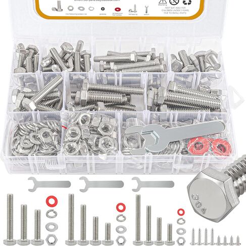240PCS Nuts and Bolts, 1/4-20 Bolts and Nuts kit（with Lock&Flat washers・Wrenches） Hex Screws, Stainless Steel Bolts, and an Assorted Nuts and Bolts Assortment kit in Saudi Arabia