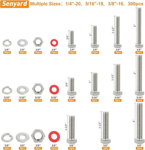 240PCS Nuts and Bolts, 1/4-20 Bolts and Nuts kit（with Lock&Flat washers・Wrenches） Hex Screws, Stainless Steel Bolts, and an Assorted Nuts and Bolts Assortment kit in Saudi Arabia