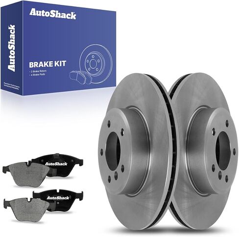 Autoshack Front Brake Kit استبدال لـ BMW 535XI 530i 525i 528xi 528i Xdrive محفور ومزود بالزنك دوارات الفرامل المغطاة بالزنك المملوءة بالزنك وسادات سيراميك 12.75 "323.8 مم BRKPKG003763 in Kuwait