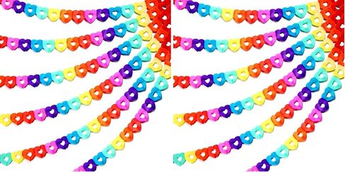 6 Pieces 60 Feet Valentine Colorful Rainbow Heart Banner Decorations Colorful Heart Shape Paper Garland Hanging for Birthday Wedding PartyDecorations in Kuwait