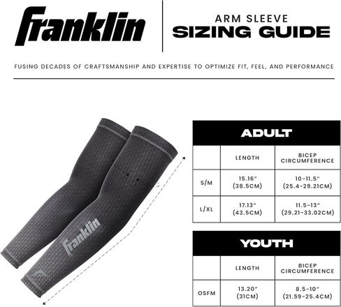 Franklin Sports Baseball Arm Sleeves - Baseball + Softball Arm Compression Sleeves for Men + Women - Multiple Sizes + Colors in Saudi Arabia