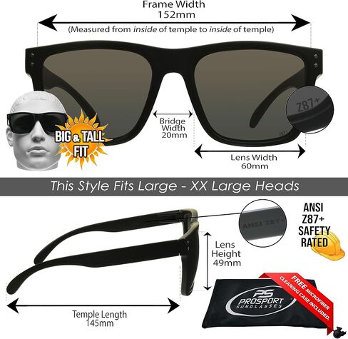 proSPORT Safety Glasses Sunglass Large Wide Big Tall Men Protective Z87 Lens Outdoor Indoor Work in Saudi Arabia