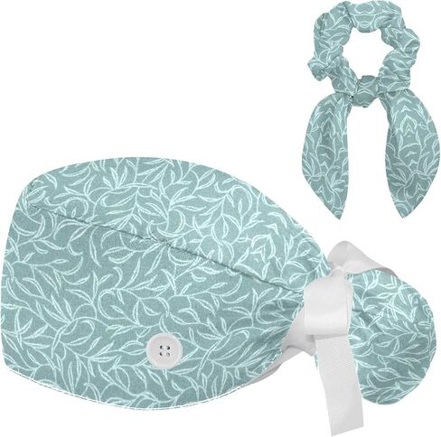 Bouffant Scrub Caps Women with Bow,American Flag 4th of July Surgical Caps with Button,Adjustable Working Cap with Ponytail Pouch in Saudi Arabia