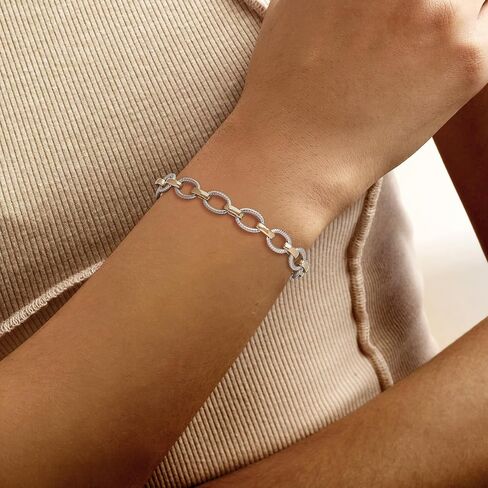 Ross-Simons Two-Tone Sterling Silver Oval-Link Bracelet in Saudi Arabia