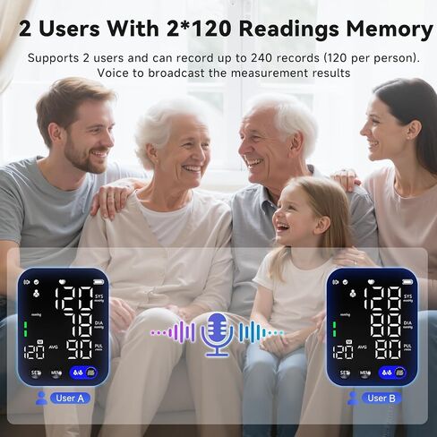 Blood Pressure Monitor, Upper Arm Blood Pressure Monitors for Home Use, Adjustable 8.7"-16.5" Blood Pressure Cuff, 2-User 2X120 Memory, One Touch Operation, Accurate BP Machine in Saudi Arabia