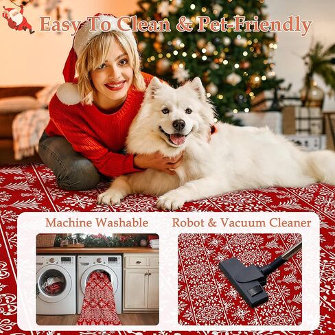 Red Runner Brug 2x8 عيد الميلاد ممر السجاد الثلج الثلجي قابلة للغسل سجاد عيد الميلاد ديكور العطلات in Kuwait