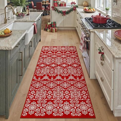 Red Runner Brug 2x8 عيد الميلاد ممر السجاد الثلج الثلجي قابلة للغسل سجاد عيد الميلاد ديكور العطلات in Kuwait