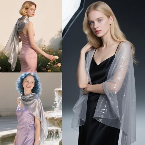 Jolbndcv Soft Chiffon Women's Scarfs Shawl and Wraps for Evening Dresse Lightweight Silky Wedding Shawl Wraps Bridal Scarve in Kuwait