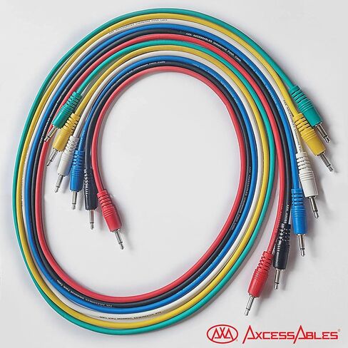 Axcessables 1/8 بوصة (3.5 مم) TS كابلات تصحيح أحادية غير متوازنة | حبال موالفة وحدات | TS كابلات الصوت | Eurorack Synthesizer ، حزمة Aux متعددة الألوان 6 (1.5 قدم) in Kuwait