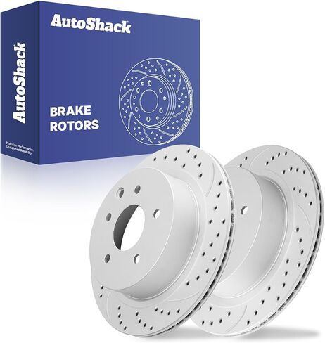 AutoShack Rear Drilled Slotted Brake Rotors Silver Pair of 2 Driver and Passenger Side Replacement for Nissan Juke LEAF 350Z Qashqai X-Trail Rogue Select Rogue Sport INFINITI G35 AWD FWD PR41351DSZPR in Saudi Arabia