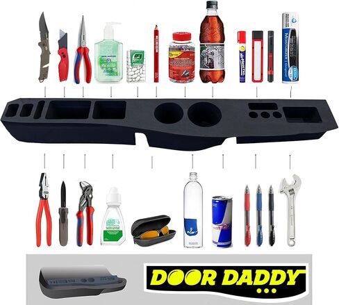 Truck Organizer with Cup Holders Insert Compatible with RAM 1500 2019-2026 Best Truck Accessories, RAM 1500 Door Organizer Custom Fit Storage Box (Driver Side Door Only) (Black) in Kuwait