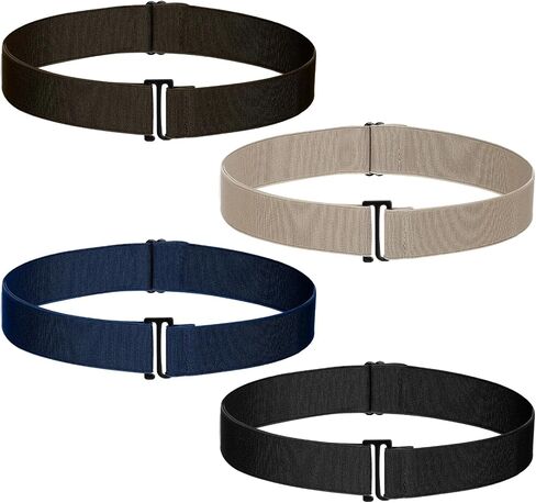 4pcs Invisible No Show Stretch Belts, Elastic Women Flat Buckle Belt, Adjustable Elastic Belts for Women, Flat Buckle Belt for Pants, Dresses, Skirts, and Jeans in Saudi Arabia