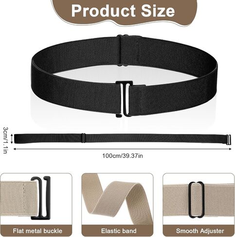 4pcs Invisible No Show Stretch Belts, Elastic Women Flat Buckle Belt, Adjustable Elastic Belts for Women, Flat Buckle Belt for Pants, Dresses, Skirts, and Jeans in Saudi Arabia