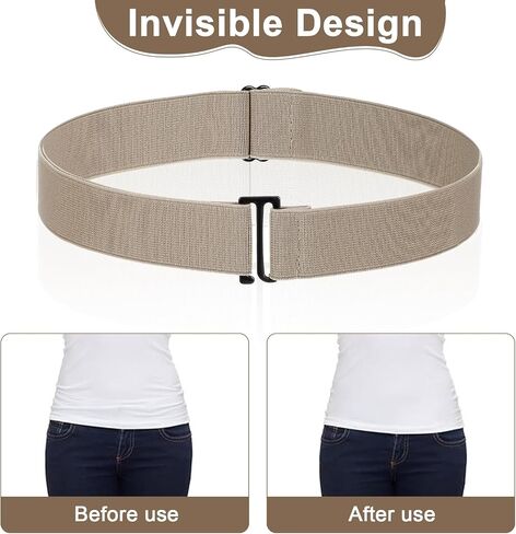 4pcs Invisible No Show Stretch Belts, Elastic Women Flat Buckle Belt, Adjustable Elastic Belts for Women, Flat Buckle Belt for Pants, Dresses, Skirts, and Jeans in Saudi Arabia