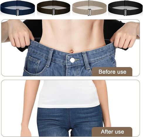 4pcs Invisible No Show Stretch Belts, Elastic Women Flat Buckle Belt, Adjustable Elastic Belts for Women, Flat Buckle Belt for Pants, Dresses, Skirts, and Jeans in Saudi Arabia