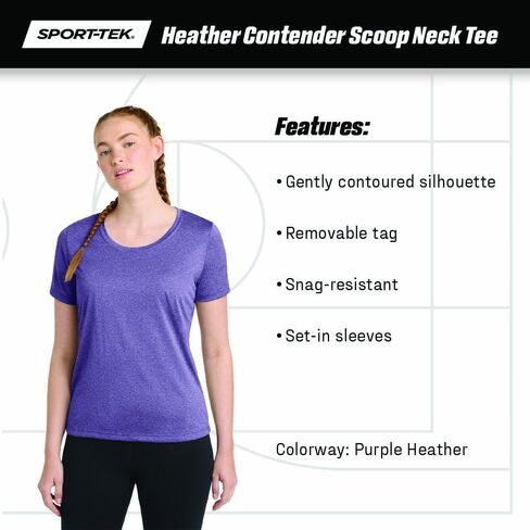 SPORT-TEK Women's Heather Contender Scoop Neck Tee in Saudi Arabia