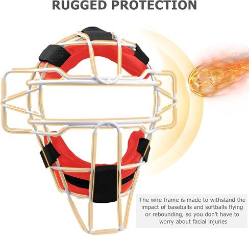 Baseball Catchers Mask, Umpire Mask, Traditional & Lightweight, Protect Ears & Throat, Full-Face Protection with Wide Field Vision, Baseball & Softball, Maximum Protection in Kuwait