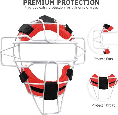 Baseball Catchers Mask, Umpire Mask, Traditional & Lightweight, Protect Ears & Throat, Full-Face Protection with Wide Field Vision, Baseball & Softball, Maximum Protection in Kuwait