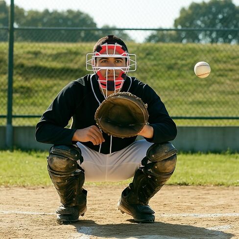 Baseball Catchers Mask, Umpire Mask, Traditional & Lightweight, Protect Ears & Throat, Full-Face Protection with Wide Field Vision, Baseball & Softball, Maximum Protection in Kuwait