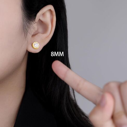 Sluynz Sterling Silver Round Halo Cz Stud أقراط للنساء الفتيات في سن المراهقة محاكاة أقراط الماس 7mm/8mm/9mm in Saudi Arabia