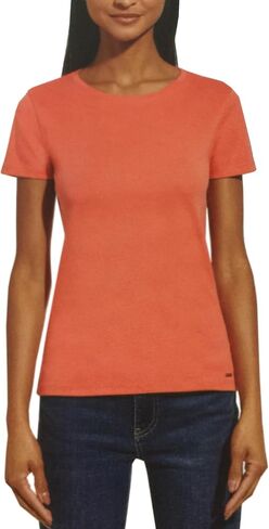DKNY Women's Short Sleeve Crew Neck Organic Cotton Tee (Large, White) in Saudi Arabia