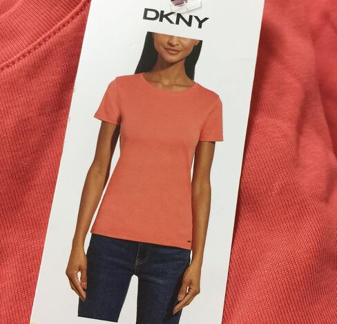 DKNY Women's Short Sleeve Crew Neck Organic Cotton Tee (Large, White) in Saudi Arabia