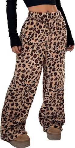 Womens Plush Pajama Pants Plaid Pj Bottoms Winter Warm Fuzzy Fleece Lounge Pants in Kuwait