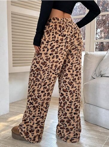 Womens Plush Pajama Pants Plaid Pj Bottoms Winter Warm Fuzzy Fleece Lounge Pants in Kuwait
