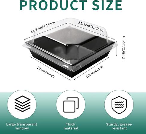 200 Pack Charcuterie Boxes with Clear Lids and Rope for 4 Inches Cake Boxes Disposable Square Dessert Food Containers for Bakery Cookies Strawberries Fruits Display (Kraft) in Saudi Arabia