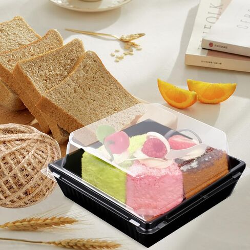 200 Pack Charcuterie Boxes with Clear Lids and Rope for 4 Inches Cake Boxes Disposable Square Dessert Food Containers for Bakery Cookies Strawberries Fruits Display (Kraft) in Saudi Arabia