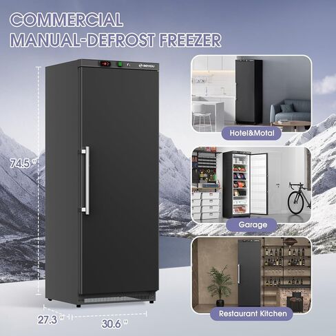 Beyou التجاري الثلاجة في وضع مستقيم ، 10.7 Cu. Ft.Reach-in Freezer باللون الأبيض باب واحد in Kuwait
