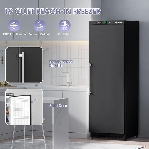 Beyou التجاري الثلاجة في وضع مستقيم ، 10.7 Cu. Ft.Reach-in Freezer باللون الأبيض باب واحد in Kuwait
