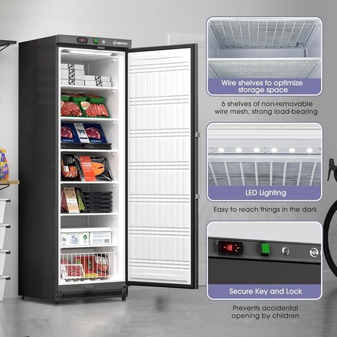 Beyou التجاري الثلاجة في وضع مستقيم ، 10.7 Cu. Ft.Reach-in Freezer باللون الأبيض باب واحد in Kuwait