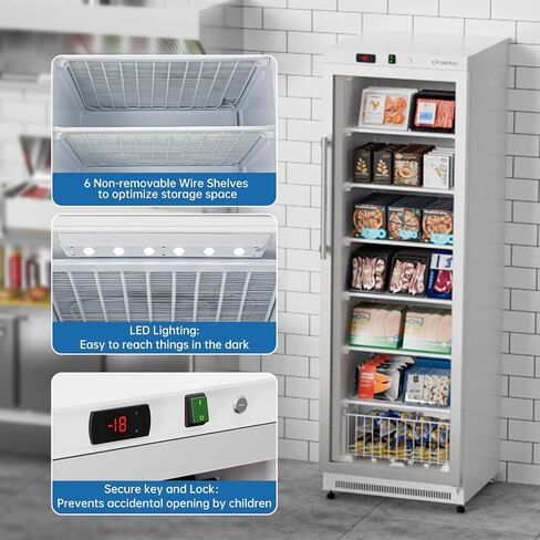 Beyou التجاري الثلاجة في وضع مستقيم ، 10.7 Cu. Ft.Reach-in Freezer باللون الأبيض باب واحد in Kuwait