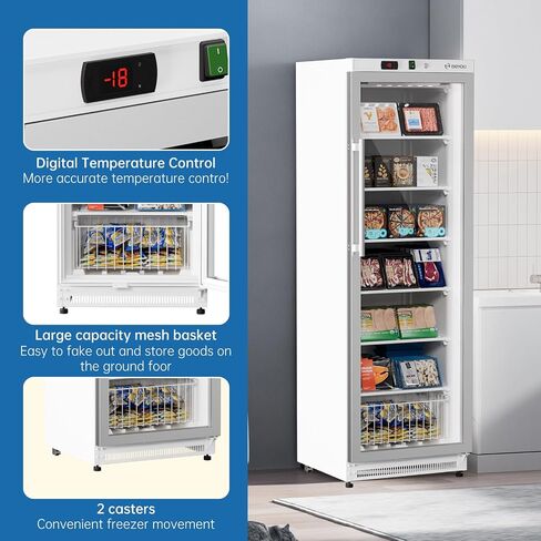Beyou التجاري الثلاجة في وضع مستقيم ، 10.7 Cu. Ft.Reach-in Freezer باللون الأبيض باب واحد in Kuwait