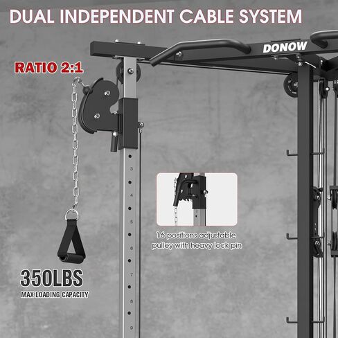 DONOW Cable Crossover Machine, Cable Fly Machine Home Gym System Workout Station with Dual Pulley System Pull-Up Bar Cable Bar and LAT Pull Down System in Kuwait