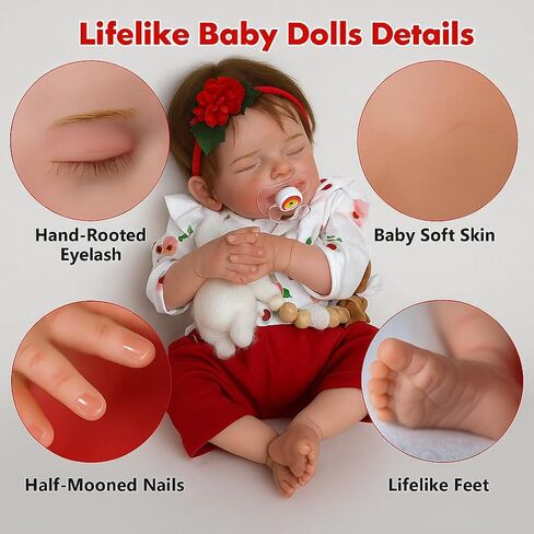 SCOM Lifelike Reborn Baby Dolls - 20 Inch Realistic Newborn Baby Doll Girl, Soft Cloth Body Real Life Sleeping Baby Dolls with Feeding Toy Accessories for 3+ Year Old Girls Kids in Saudi Arabia