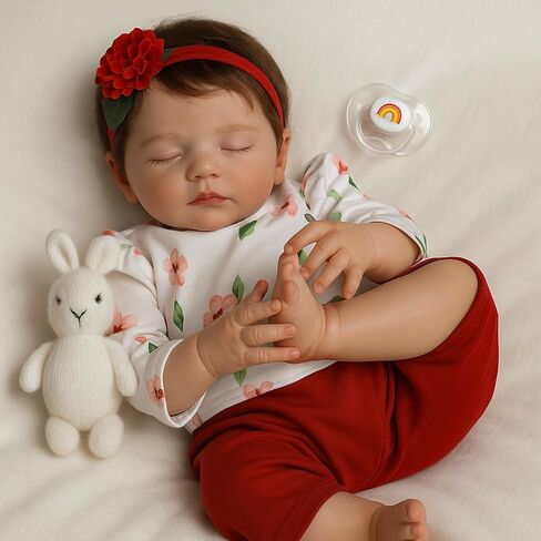 SCOM Lifelike Reborn Baby Dolls - 20 Inch Realistic Newborn Baby Doll Girl, Soft Cloth Body Real Life Sleeping Baby Dolls with Feeding Toy Accessories for 3+ Year Old Girls Kids in Saudi Arabia