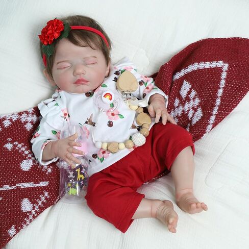 SCOM Lifelike Reborn Baby Dolls - 20 Inch Realistic Newborn Baby Doll Girl, Soft Cloth Body Real Life Sleeping Baby Dolls with Feeding Toy Accessories for 3+ Year Old Girls Kids in Saudi Arabia