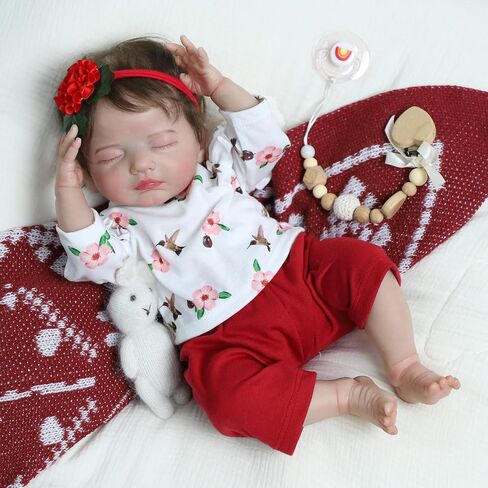 SCOM Lifelike Reborn Baby Dolls - 20 Inch Realistic Newborn Baby Doll Girl, Soft Cloth Body Real Life Sleeping Baby Dolls with Feeding Toy Accessories for 3+ Year Old Girls Kids in Saudi Arabia