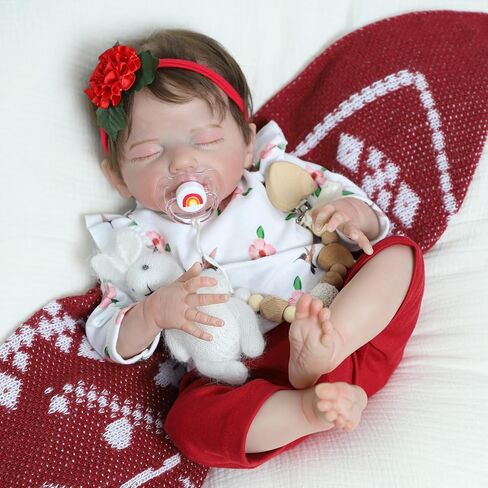 SCOM Lifelike Reborn Baby Dolls - 20 Inch Realistic Newborn Baby Doll Girl, Soft Cloth Body Real Life Sleeping Baby Dolls with Feeding Toy Accessories for 3+ Year Old Girls Kids in Saudi Arabia