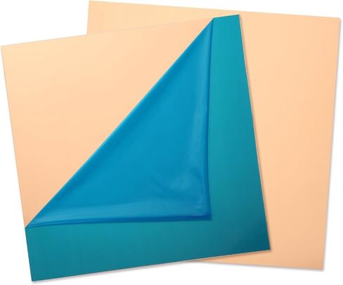 2pcs ورقة النحاس النقية 10 "× 10" × 0.02 "، سمك 24 (0.5 مم) ، 99.9 ٪ من المعدن CU ، ألواح نحاسية متصلة بالفيلم ، ورقة صفيحة نحاسية للزخرفة DIY الحرف اليدوية in Saudi Arabia